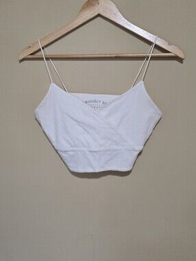 Aeropostale White Wrap-Front Spaghetti Strap Crop Top